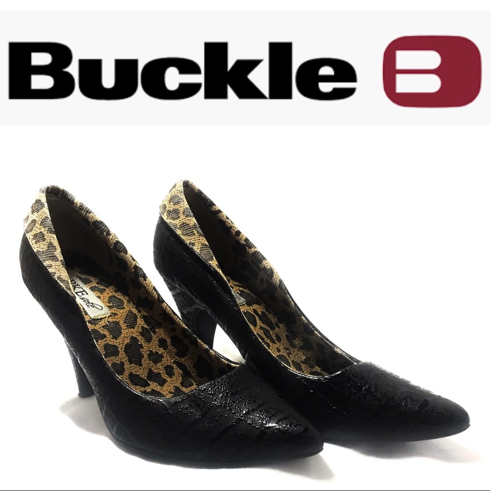 BKE Sole Faux Leather Leopard Print Heels sz 9.5